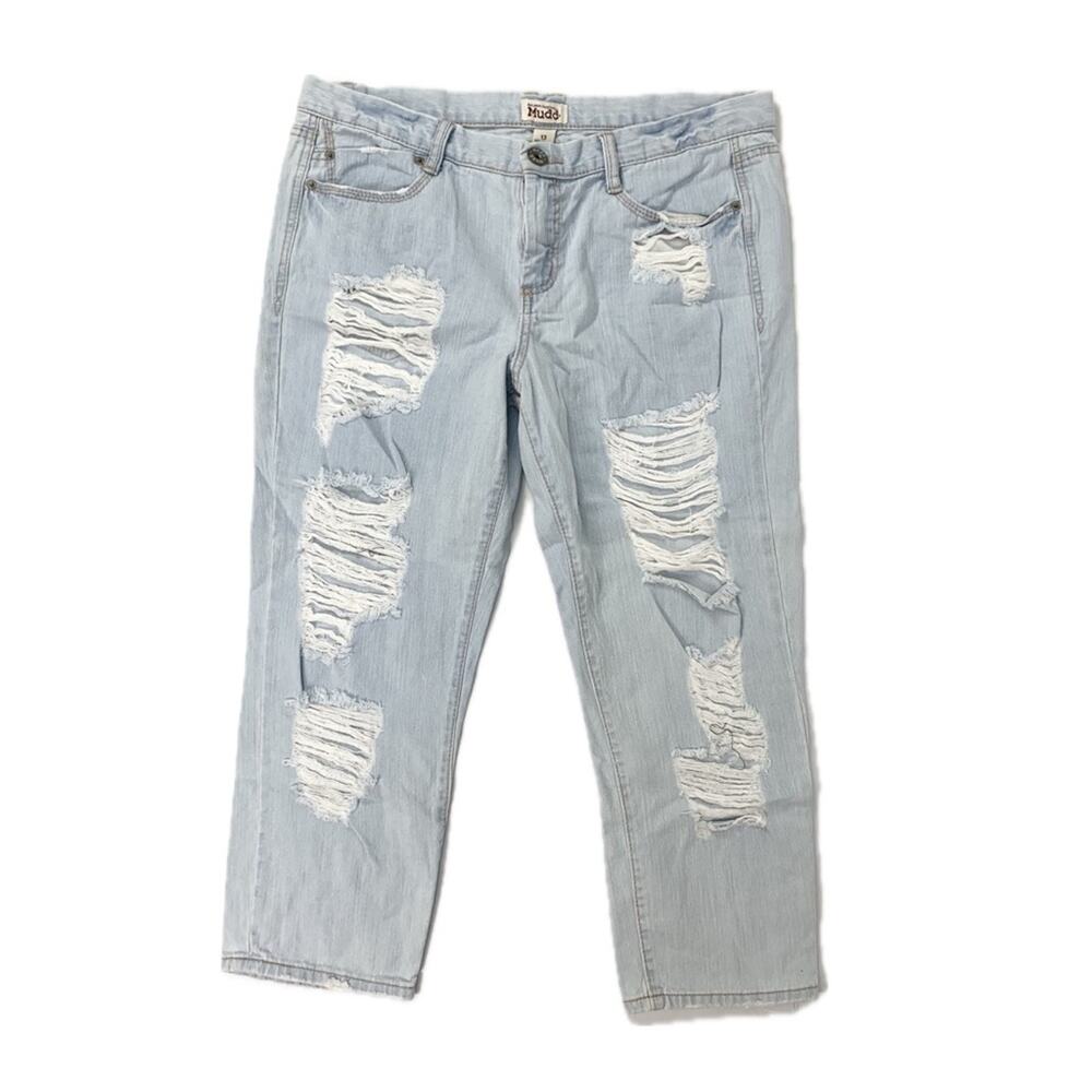 Light Wash Distressed Cropped Jeans